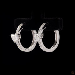 0.75 Ct Heart Diamond Huggies Station Line Earring in 14K Gold