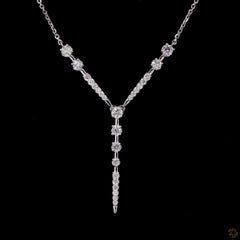 Lab Diamond Studded Y Chain Lariat Necklace in 14K Gold