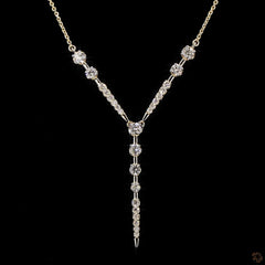 Lab Diamond Studded Y Chain Lariat Necklace in 14K Gold