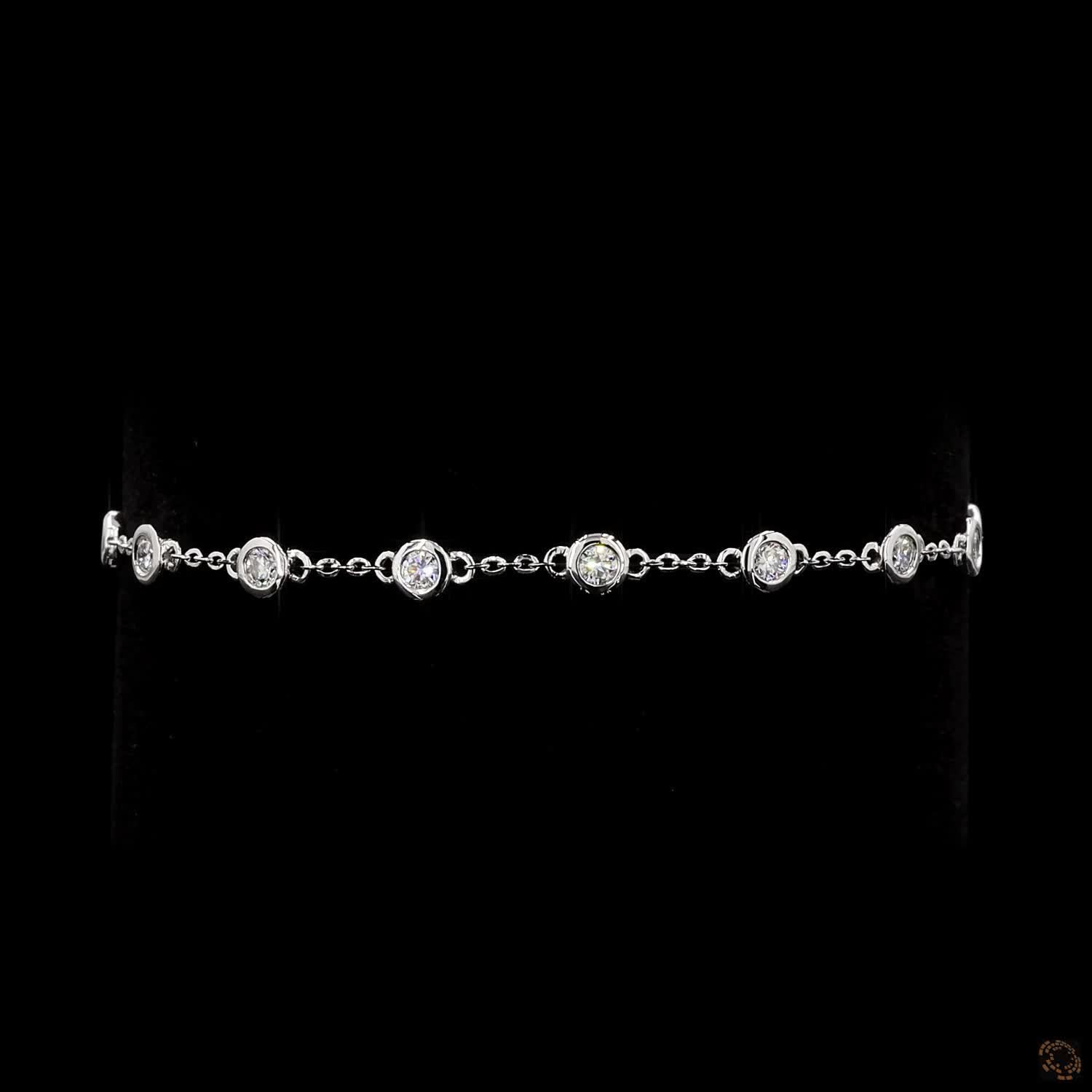 1.07 Carat Station Chain Classic Bracelet in 14K Gold