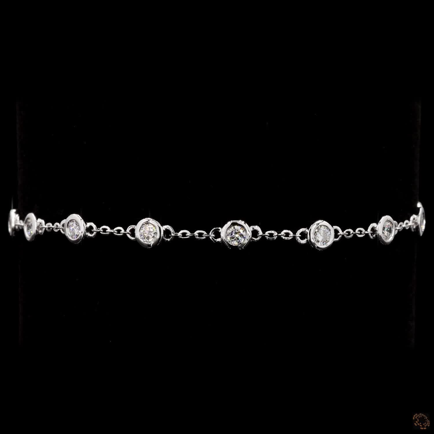 1.07 Carat Station Chain Classic Bracelet in 14K Gold