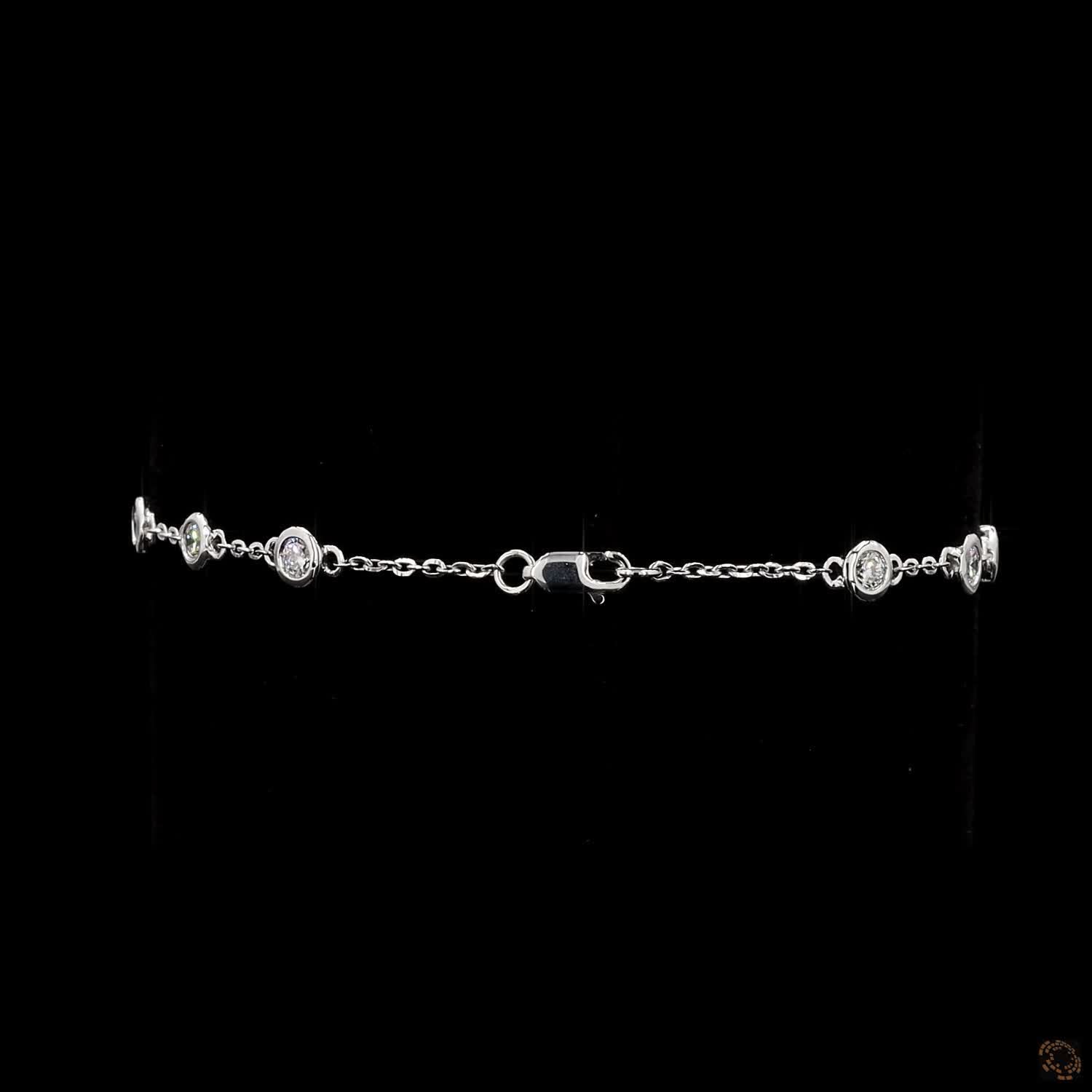 1.07 Carat Station Chain Classic Bracelet in 14K Gold