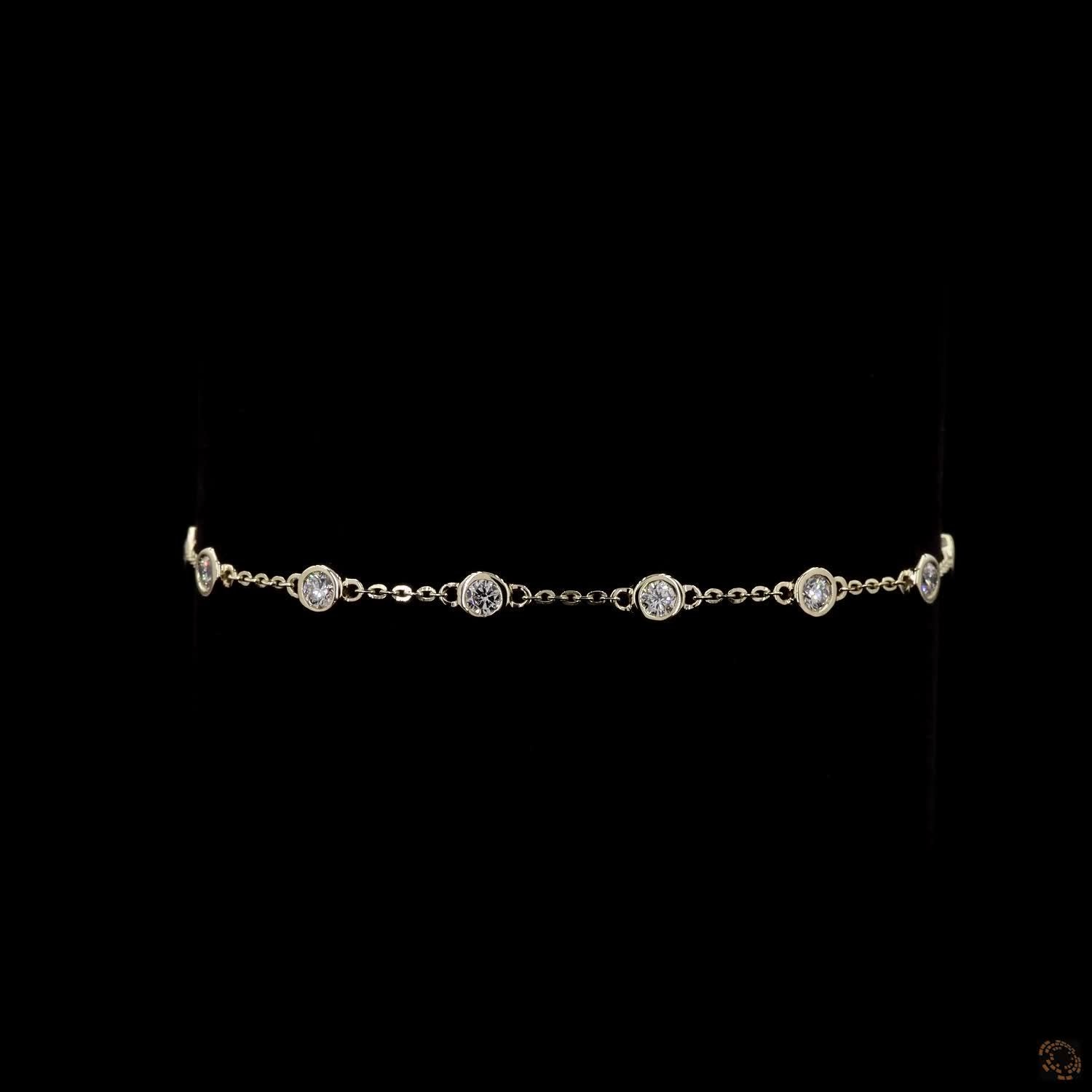 1.07 Carat Station Chain Classic Bracelet in 14K Gold