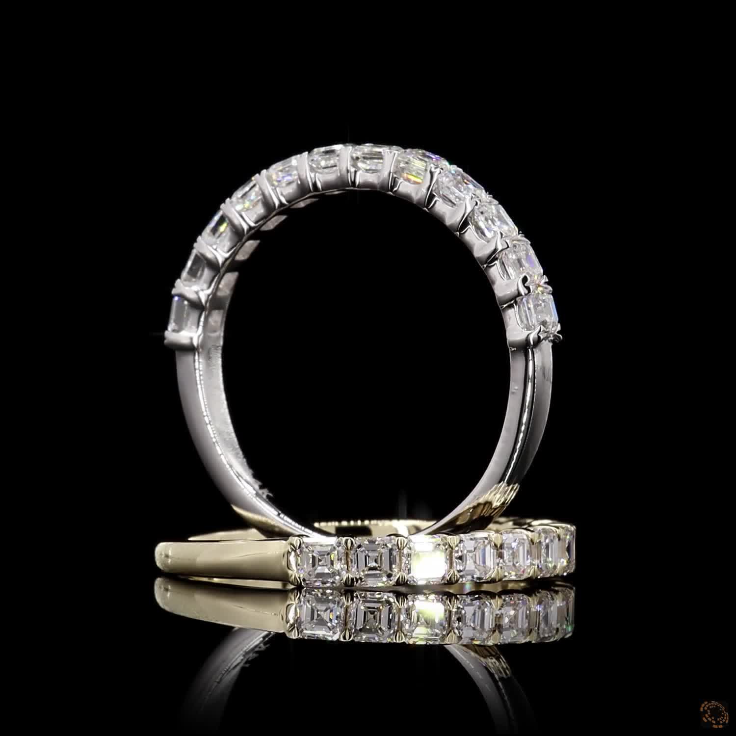 Asscher Lab Grown Diamond Half Eternity Ring For Her