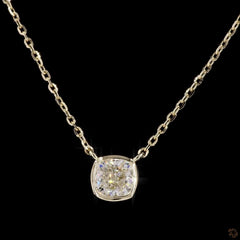 1.0Ct Lab Diamond Solitaire Bezel Set Necklace in 14K Gold