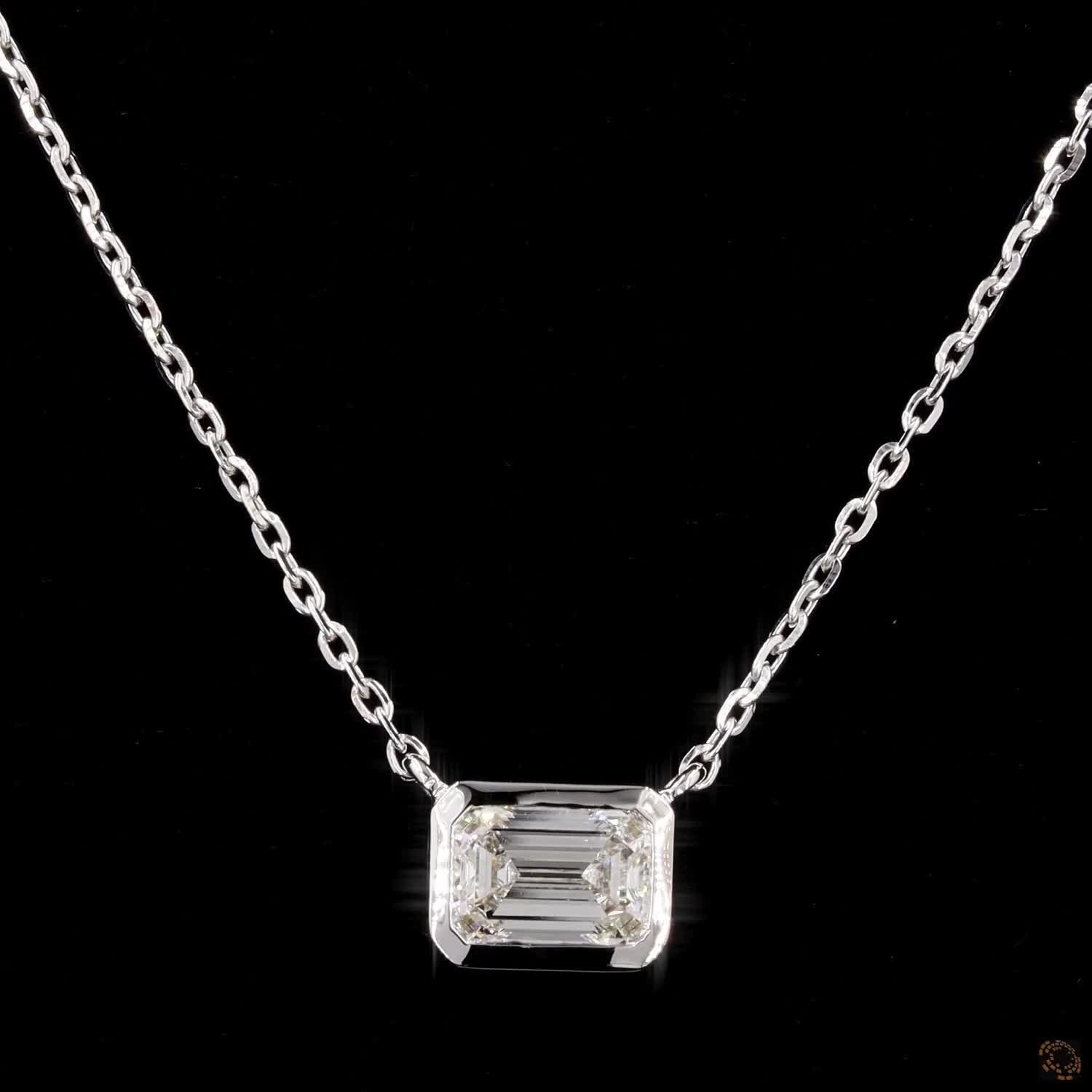 1.0Ct Lab Diamond Solitaire Bezel Set Necklace in 14K Gold