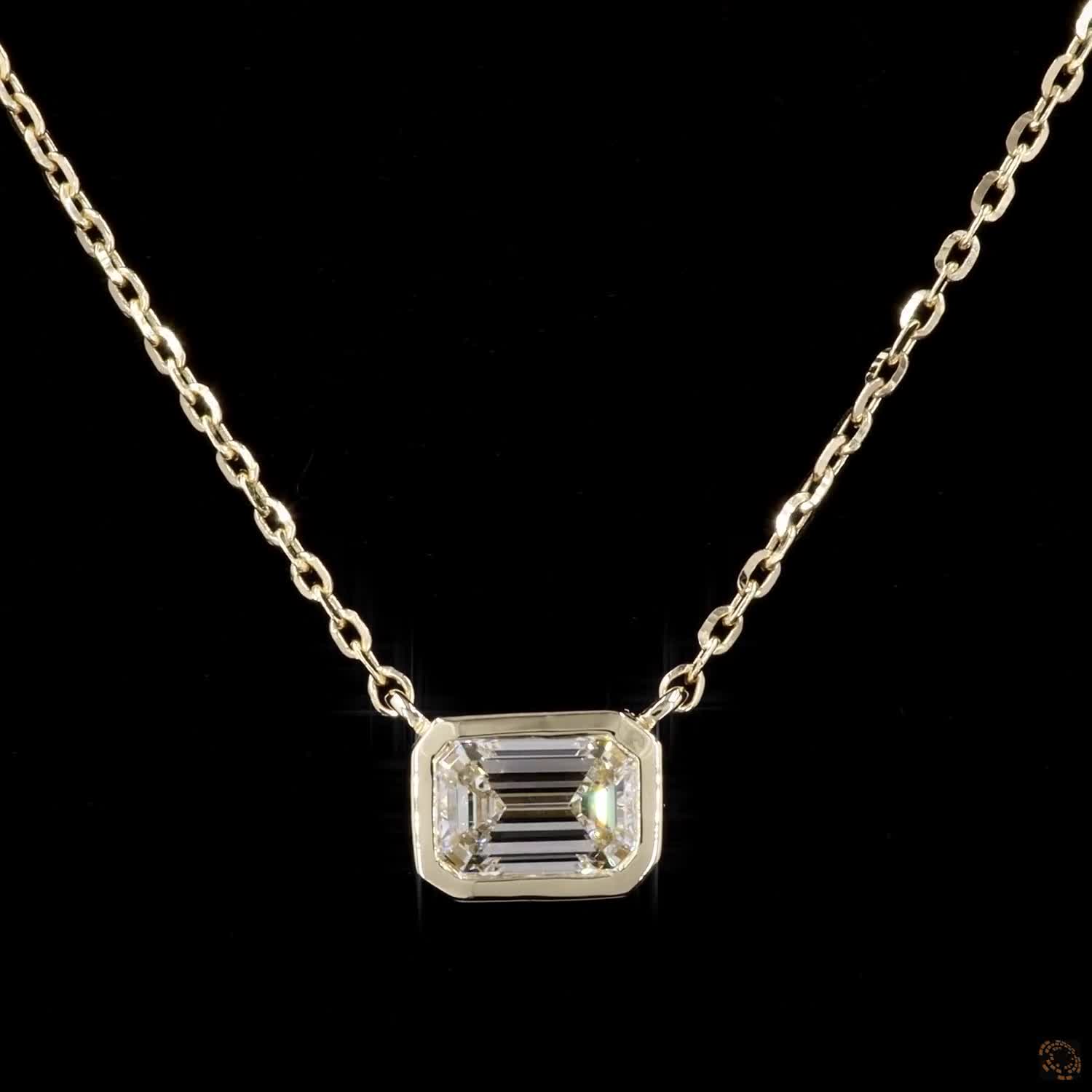 1.0Ct Lab Diamond Solitaire Bezel Set Necklace in 14K Gold