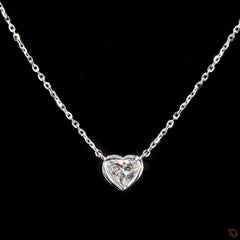 1.0Ct Lab Diamond Solitaire Bezel Set Necklace in 14K Gold