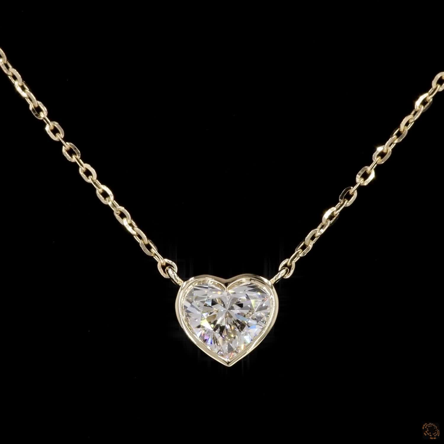 1.0Ct Lab Diamond Solitaire Bezel Set Necklace in 14K Gold