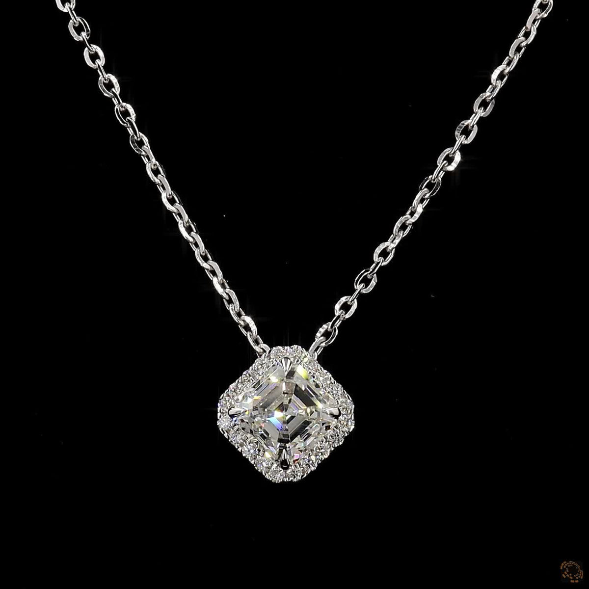 1.0Ct Lab Diamond Halo Set Necklace in 14K Gold For Women