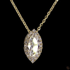 1.0Ct Lab Diamond Halo Set Necklace in 14K Gold For Women