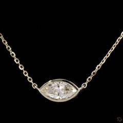 1.0Ct Lab Diamond Solitaire Bezel Set Necklace in 14K Gold