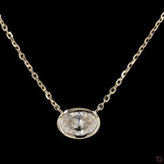 1.0Ct Lab Diamond Solitaire Bezel Set Necklace in 14K Gold