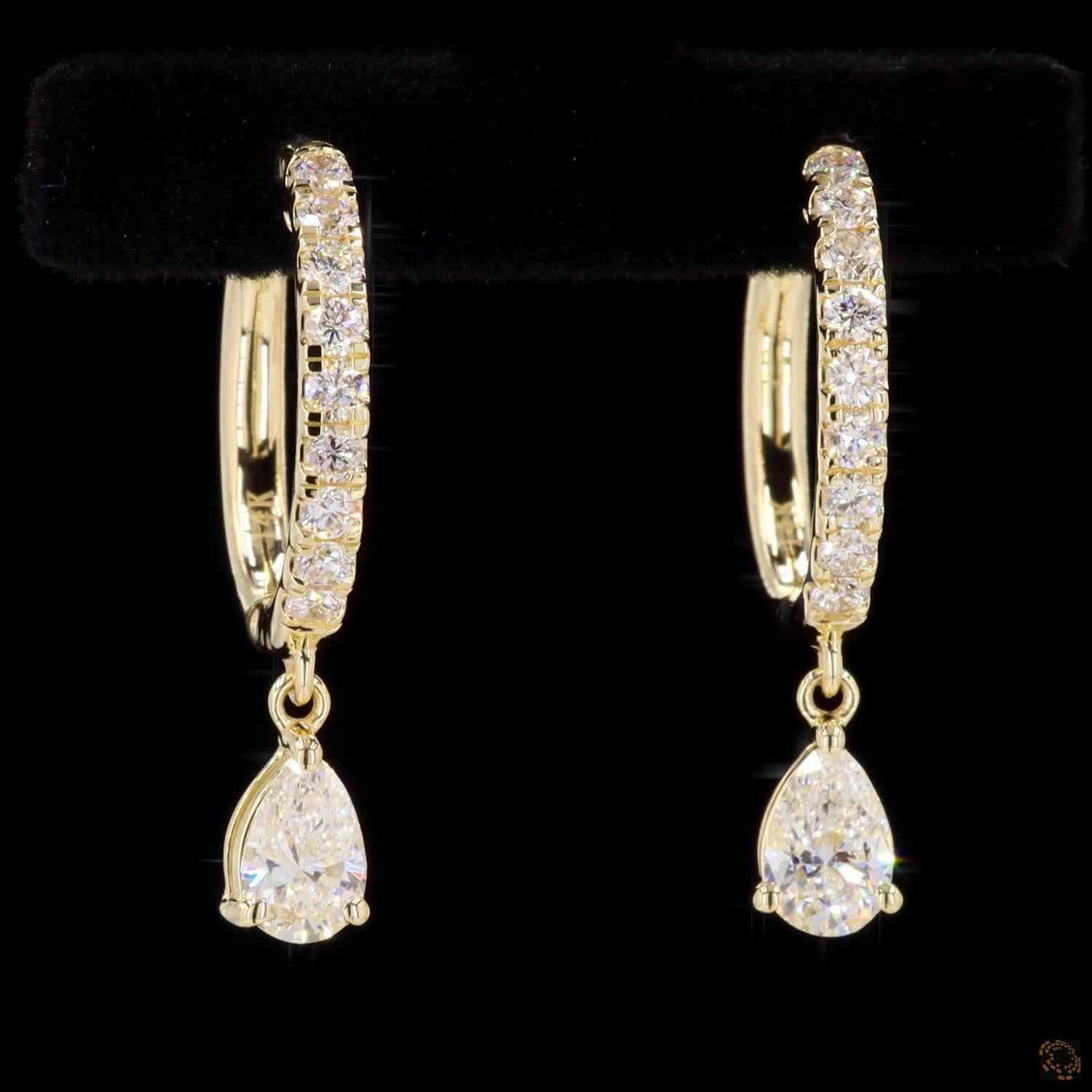 1.0 Carat Lab Diamond Drop Huggies Earring in 14K Gold