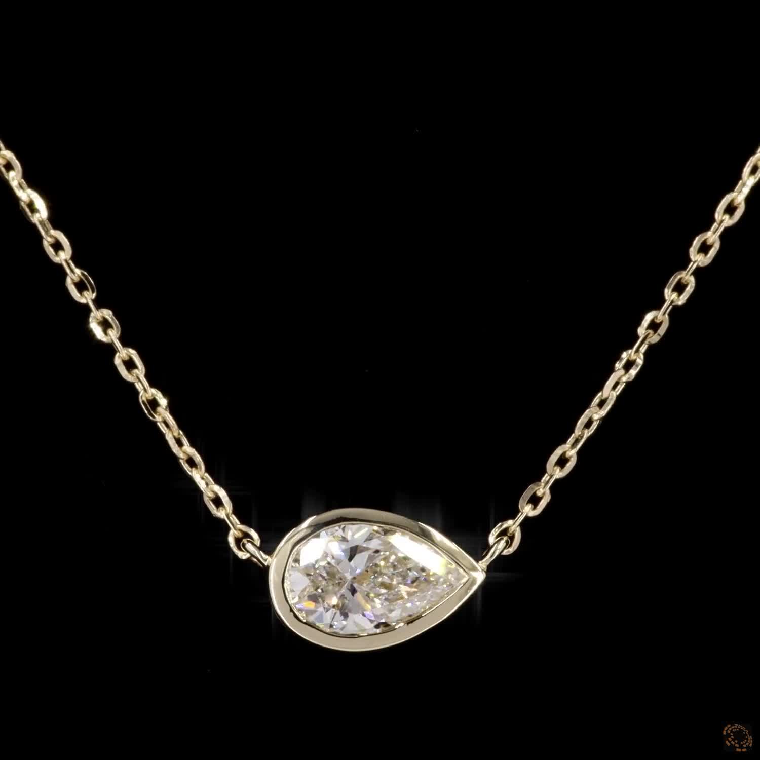 1.0Ct Lab Diamond Solitaire Bezel Set Necklace in 14K Gold