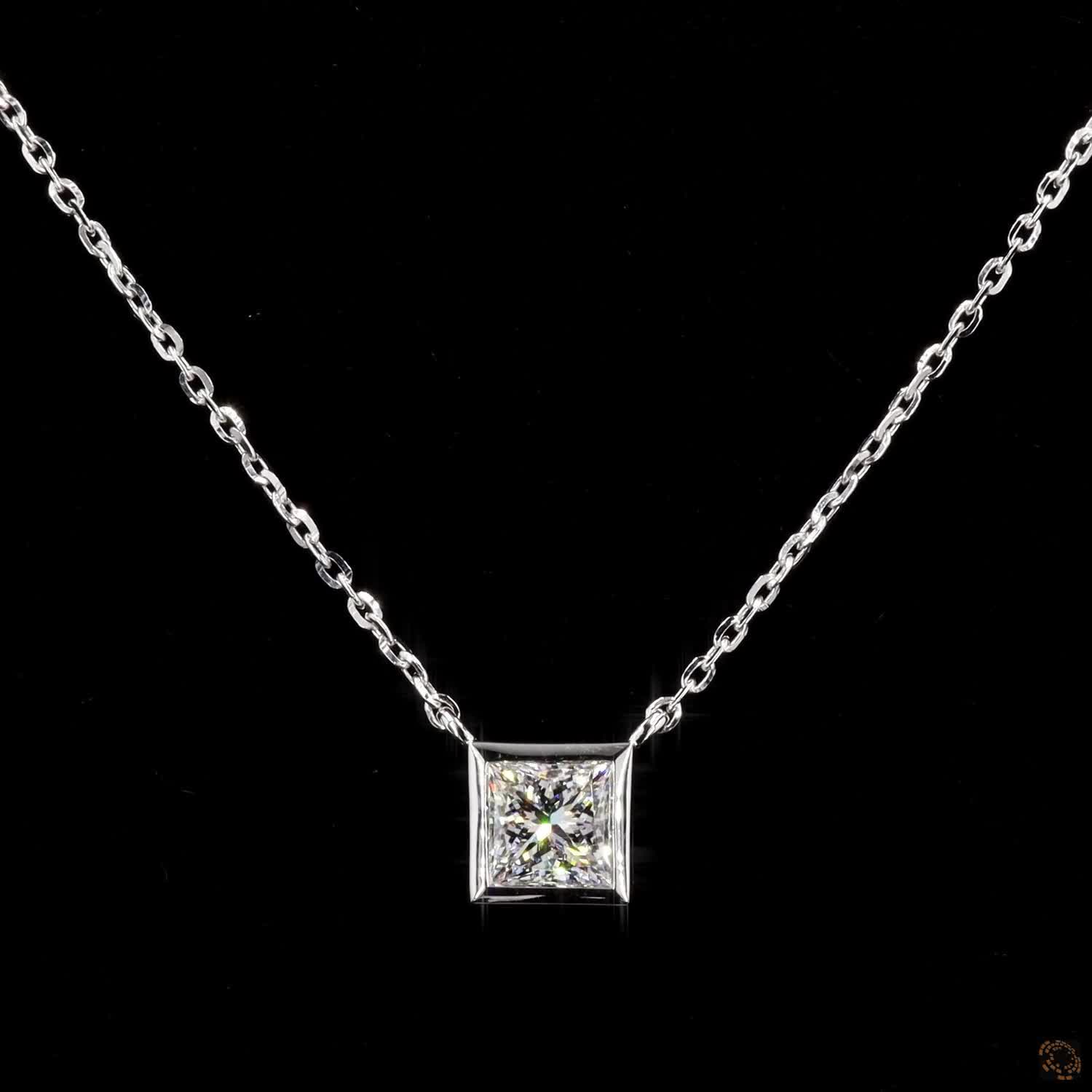 1.0Ct Lab Diamond Solitaire Bezel Set Necklace in 14K Gold