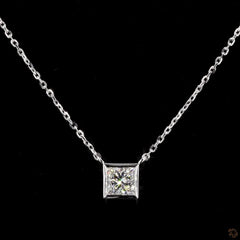 1.0Ct Lab Diamond Solitaire Bezel Set Necklace in 14K Gold