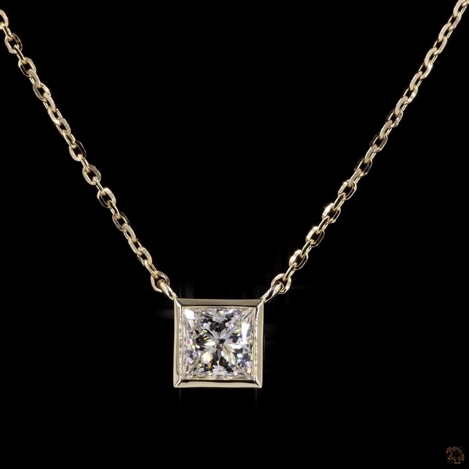 1.0Ct Lab Diamond Solitaire Bezel Set Necklace in 14K Gold