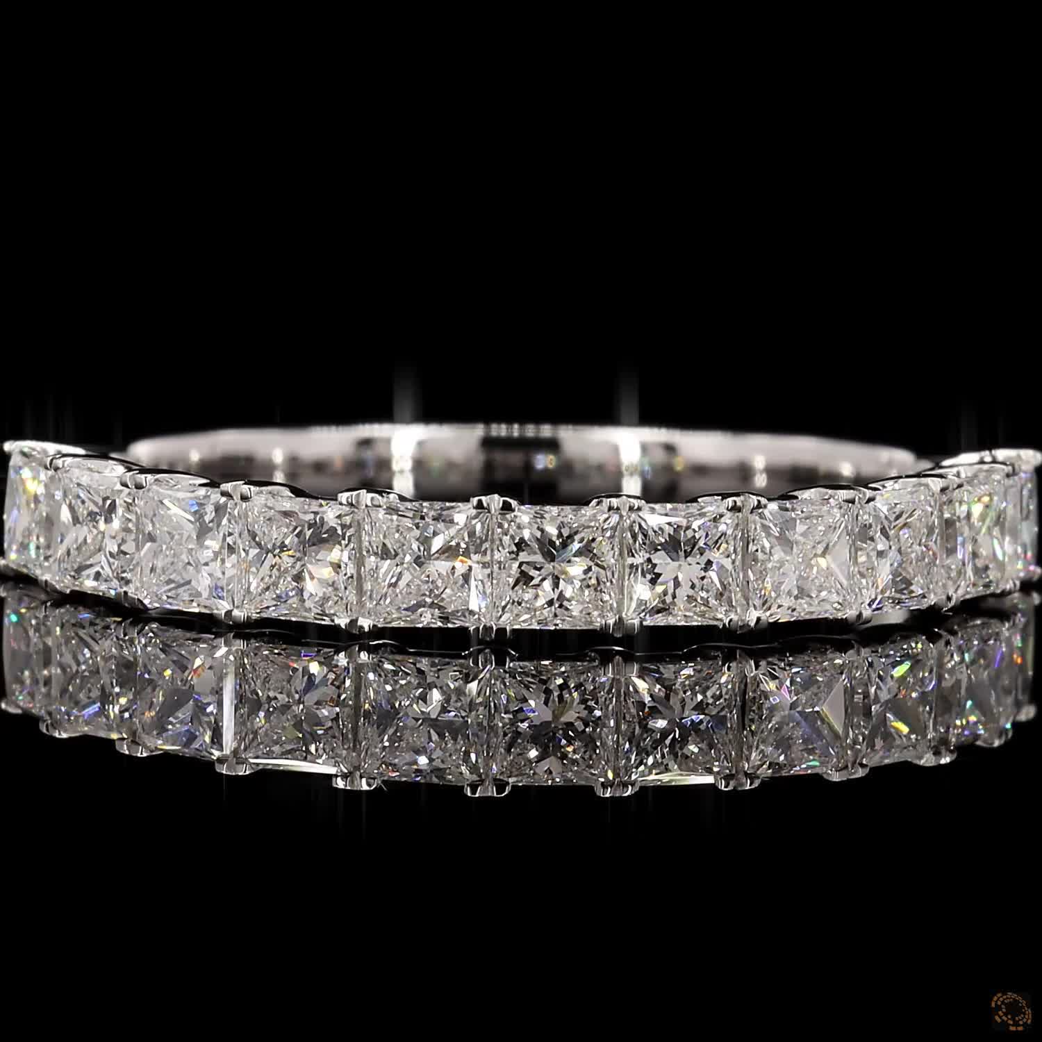 Princess Shape Lab Diamond Half Eternity Ring