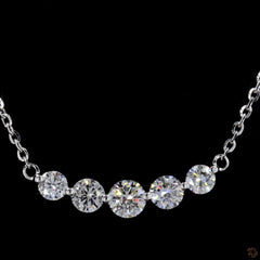 1.0Ct Round Diamond Bar Necklace in 14K Gold For Her