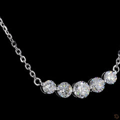 1.0Ct Round Diamond Bar Necklace in 14K Gold For Her