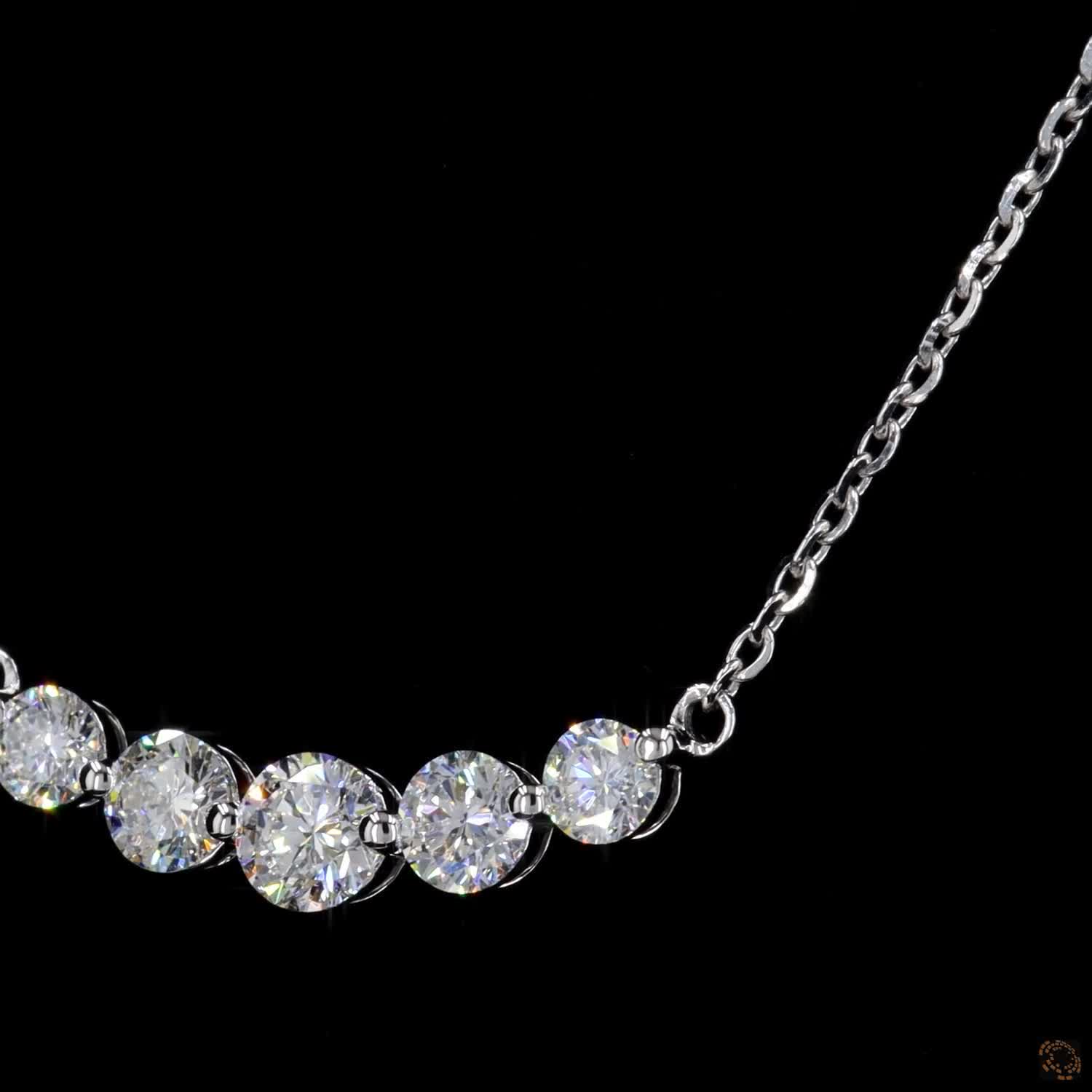 1.0Ct Round Diamond Bar Necklace in 14K Gold For Her