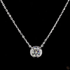 1.0Ct Lab Diamond Solitaire Bezel Set Necklace in 14K Gold