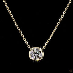 1.0Ct Lab Diamond Solitaire Bezel Set Necklace in 14K Gold