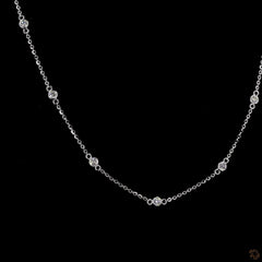 Round Lab Diamond Station Necklace in 14K Gold