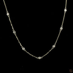 Round Lab Diamond Station Necklace in 14K Gold