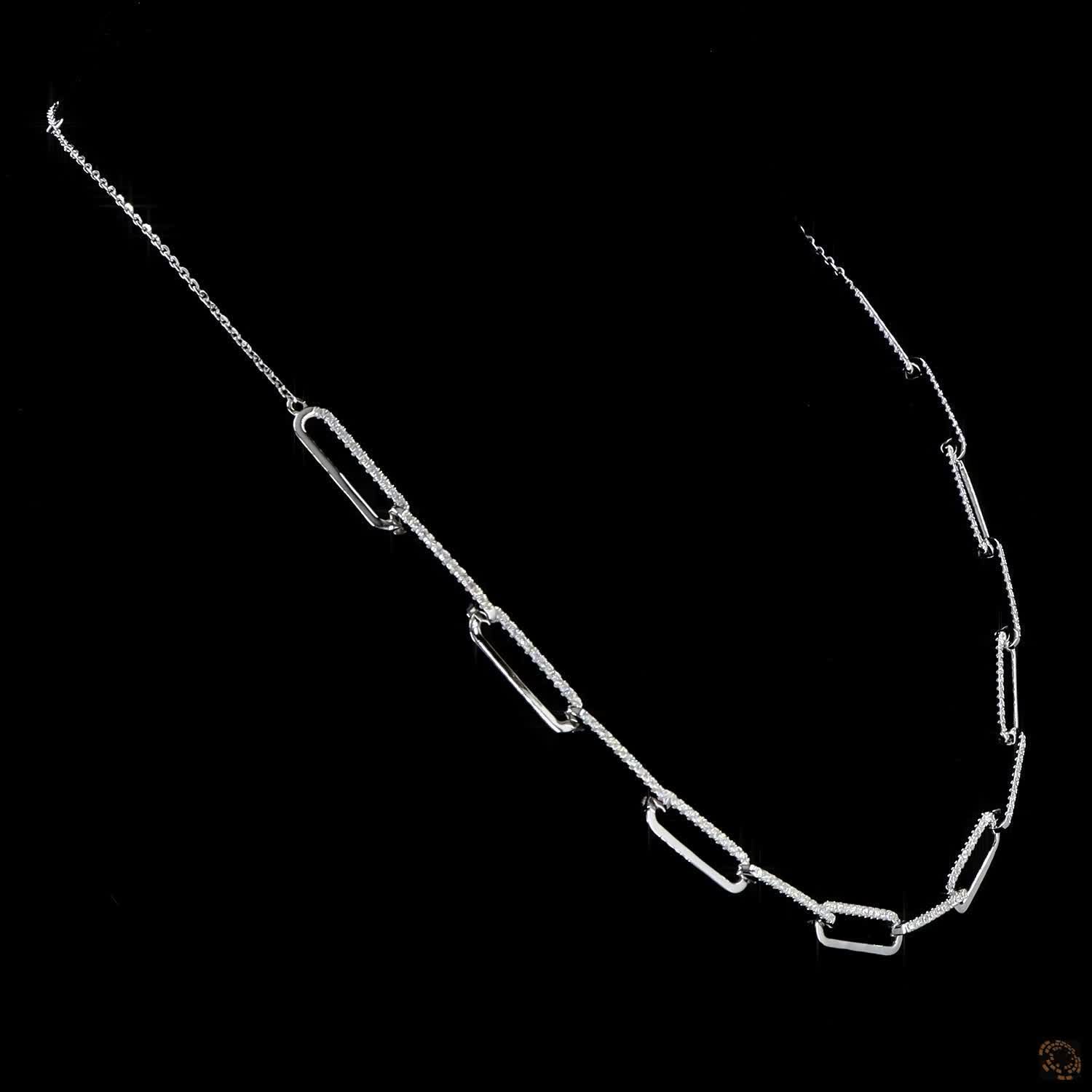 1.0 Ct paper Clip Link Necklace in 14K Gold