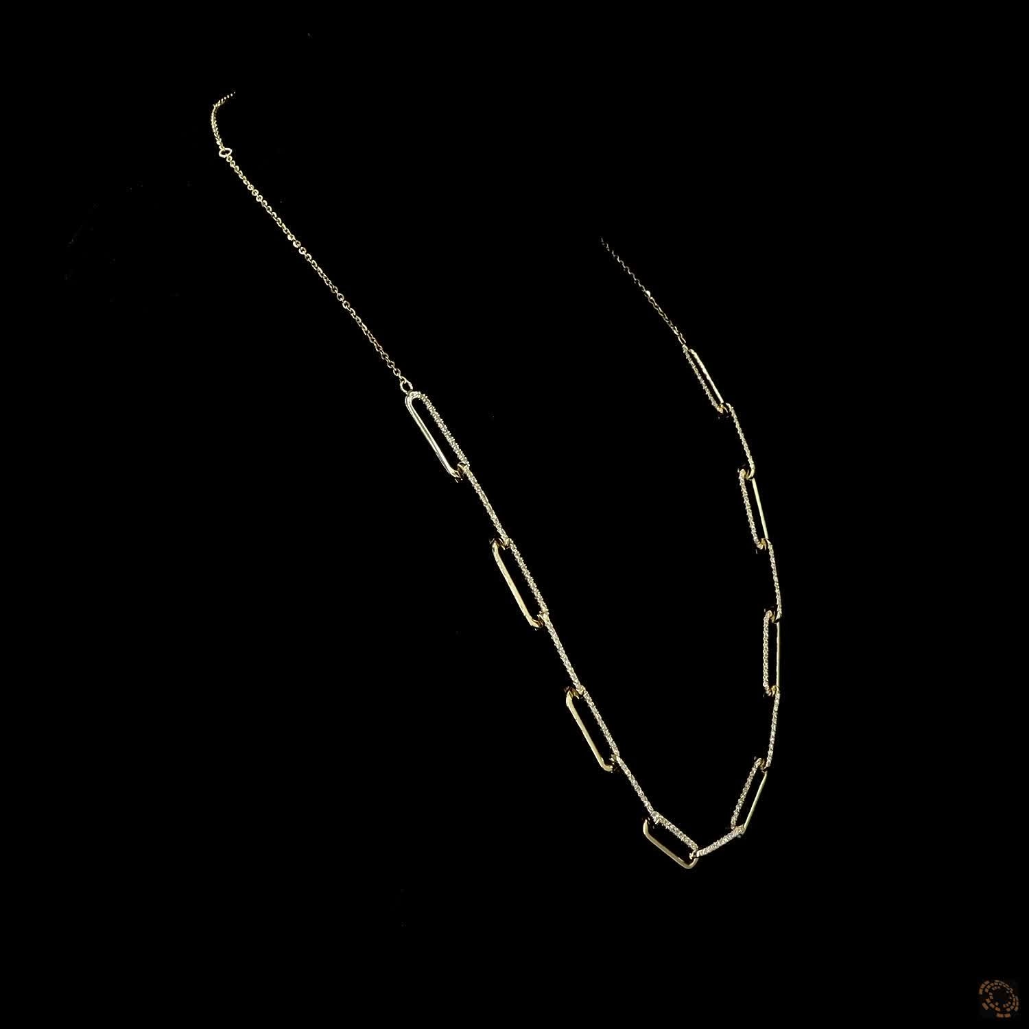 1.0 Ct paper Clip Link Necklace in 14K Gold