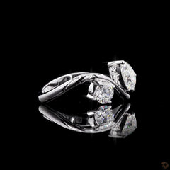 1.10 Ct Toi Et Moi Twisted Shank Engagement Ring in 14K Gold