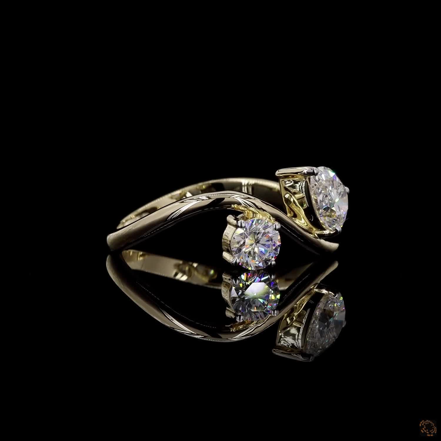 1.10 Ct Toi Et Moi Twisted Shank Engagement Ring in 14K Gold