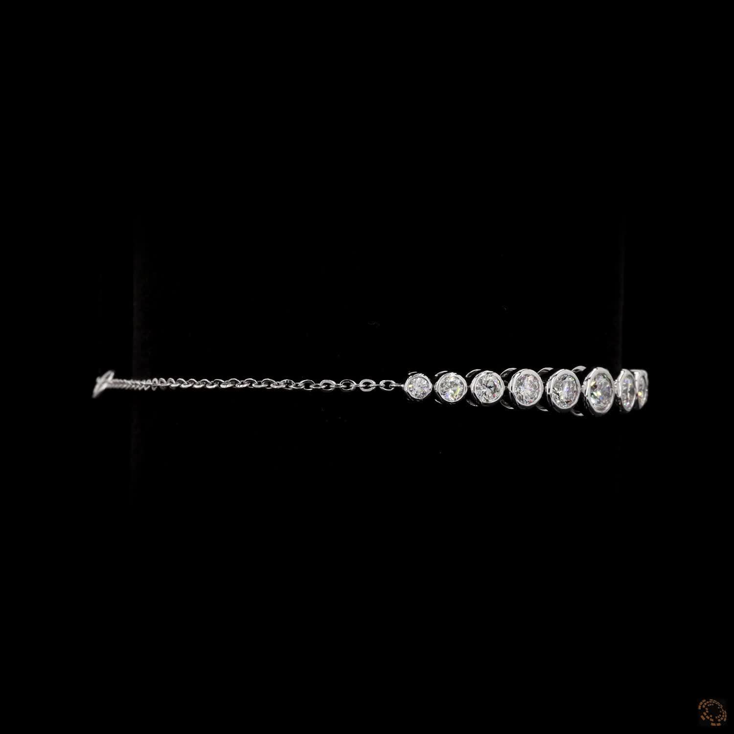 1.25 Ct Round Lab diamond Graduated Chain Bracelet in 14K Pure Gold