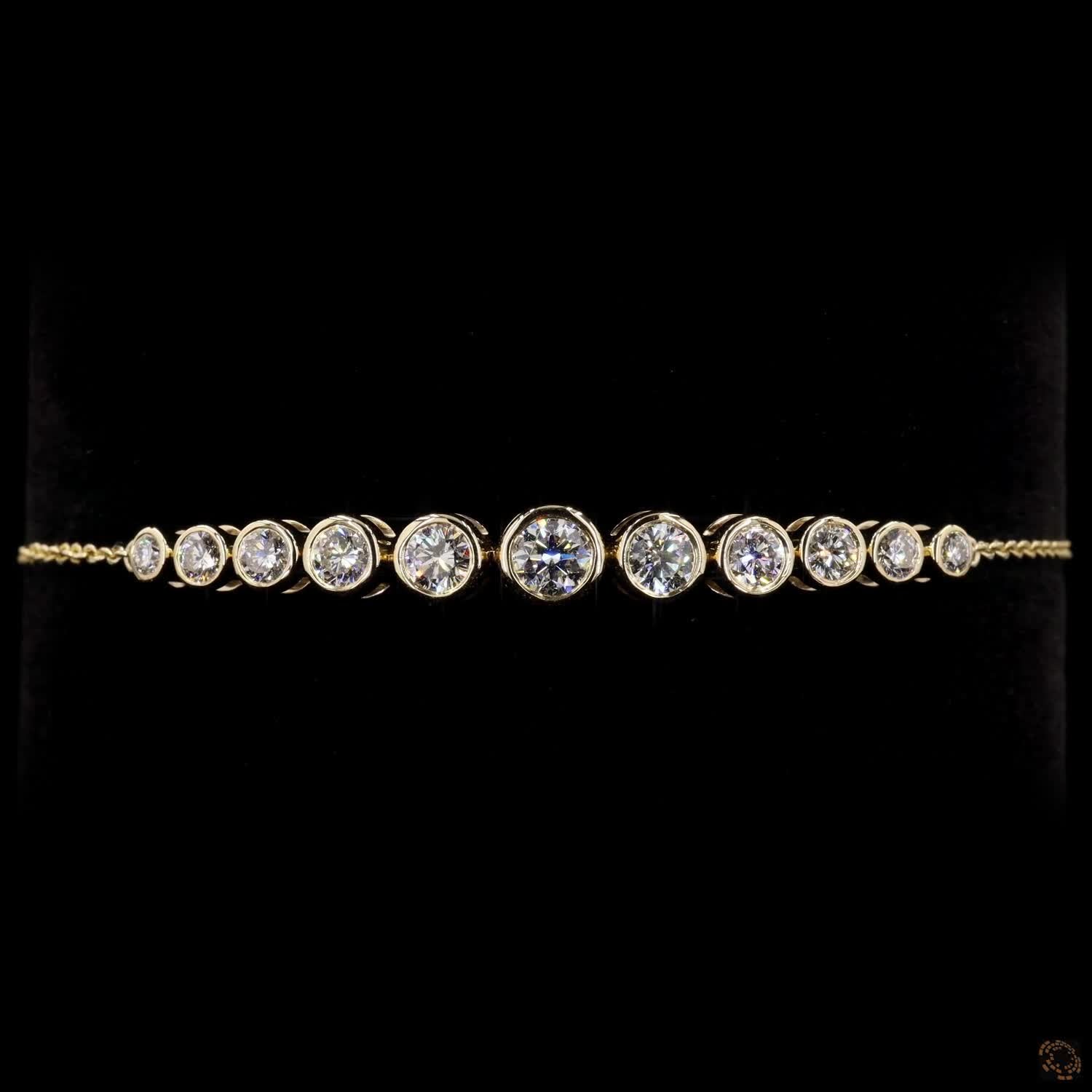 1.25 Ct Round Lab diamond Graduated Chain Bracelet in 14K Pure Gold