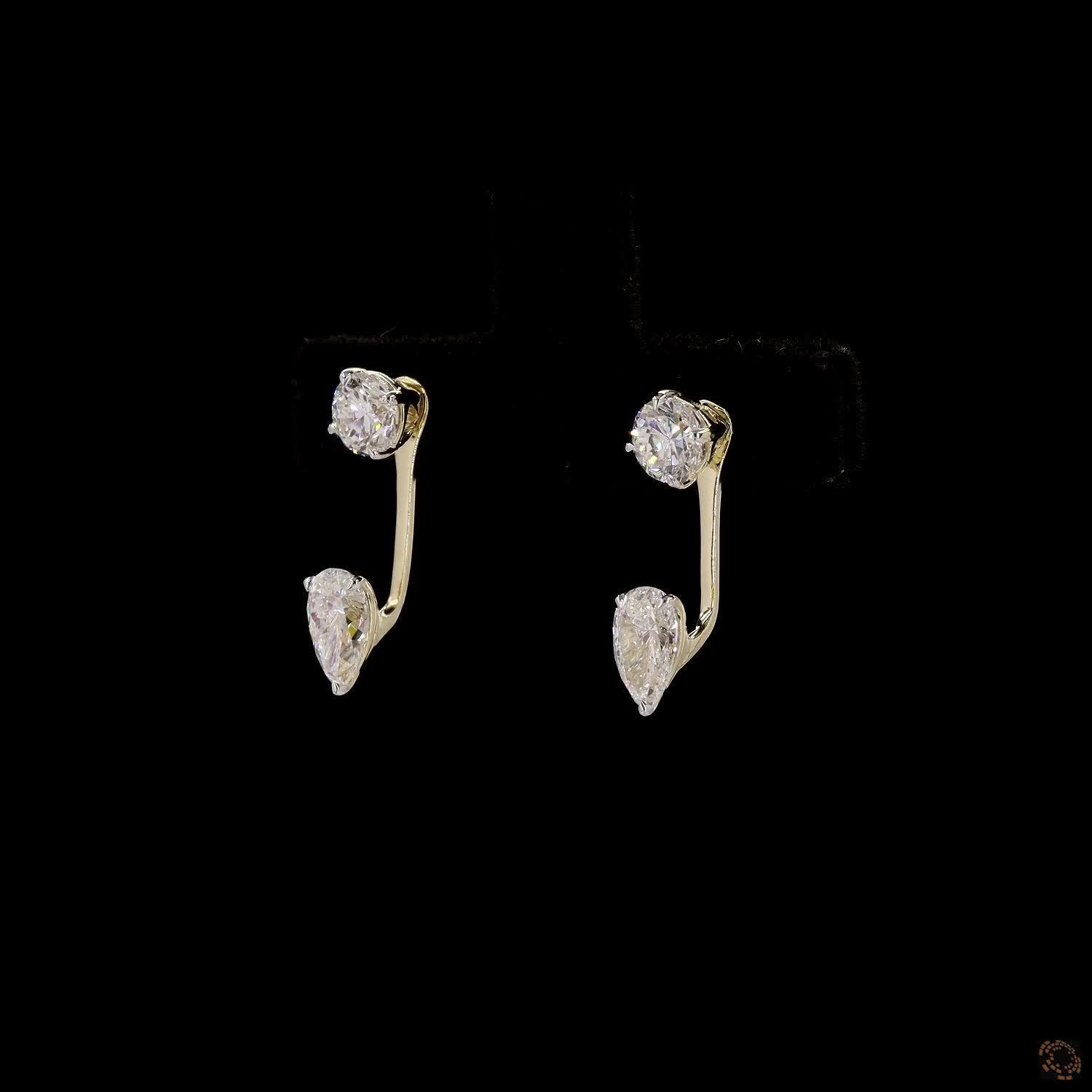 1.28 Ct Lab Grown Diamond Jacket Drop Earring in 14K Gold