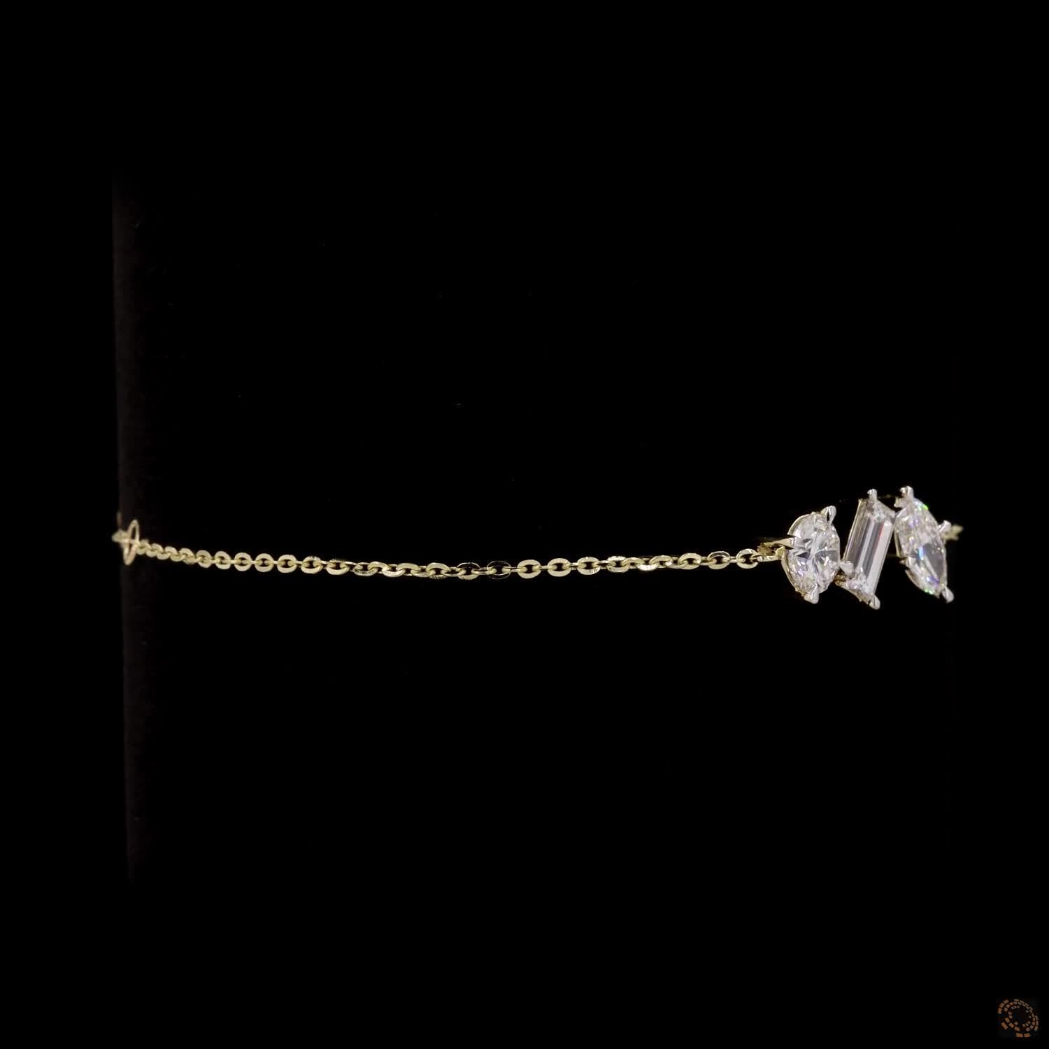 1.46 Carat Lab Diamond Chain Bracelets in 14K Gold