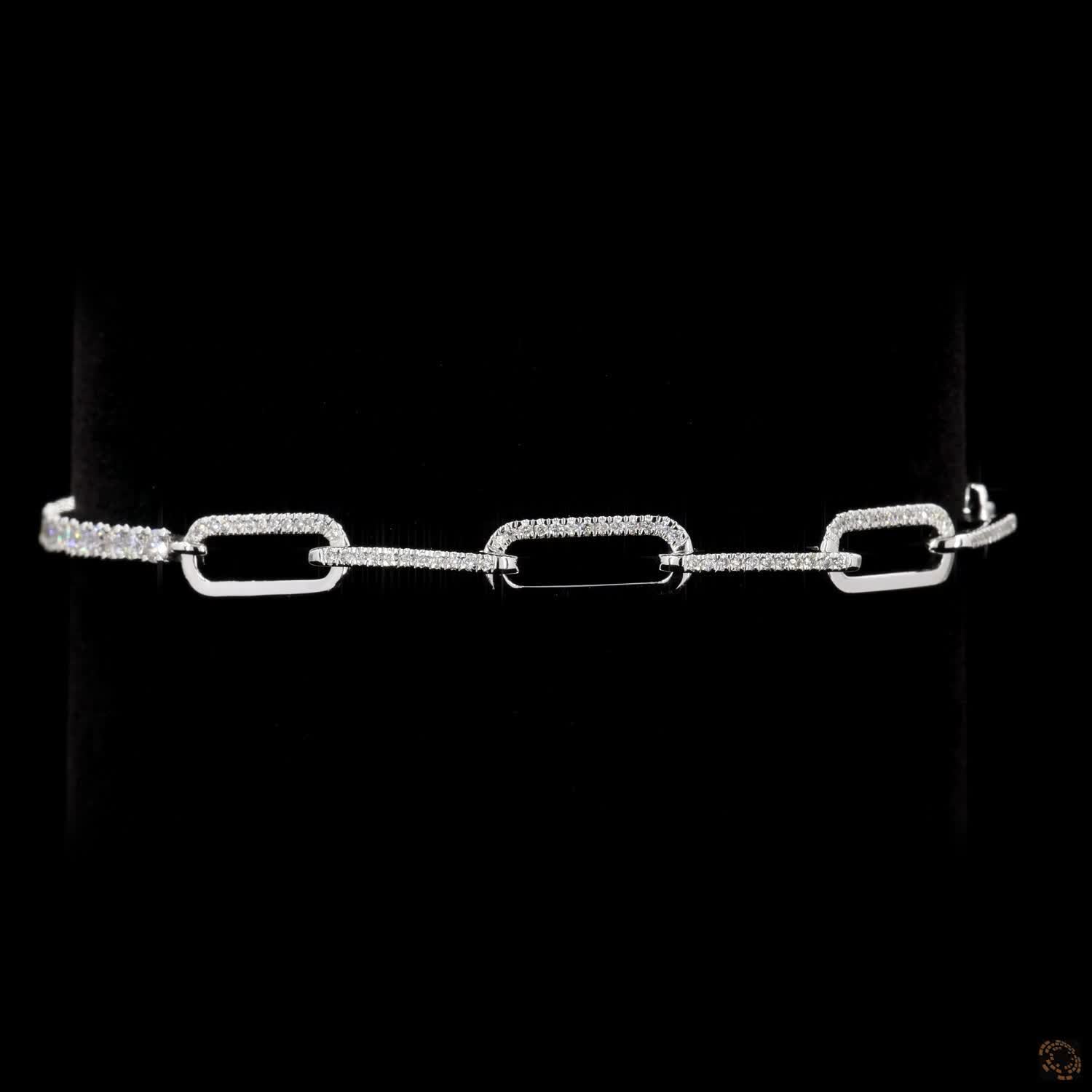 1.55 Ct Lab diamond Paper Clip Bracelet in 14K Pure Gold