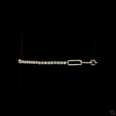 1.55 Ct Lab diamond Paper Clip Bracelet in 14K Pure Gold