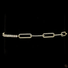 1.55 Ct Lab diamond Paper Clip Bracelet in 14K Pure Gold