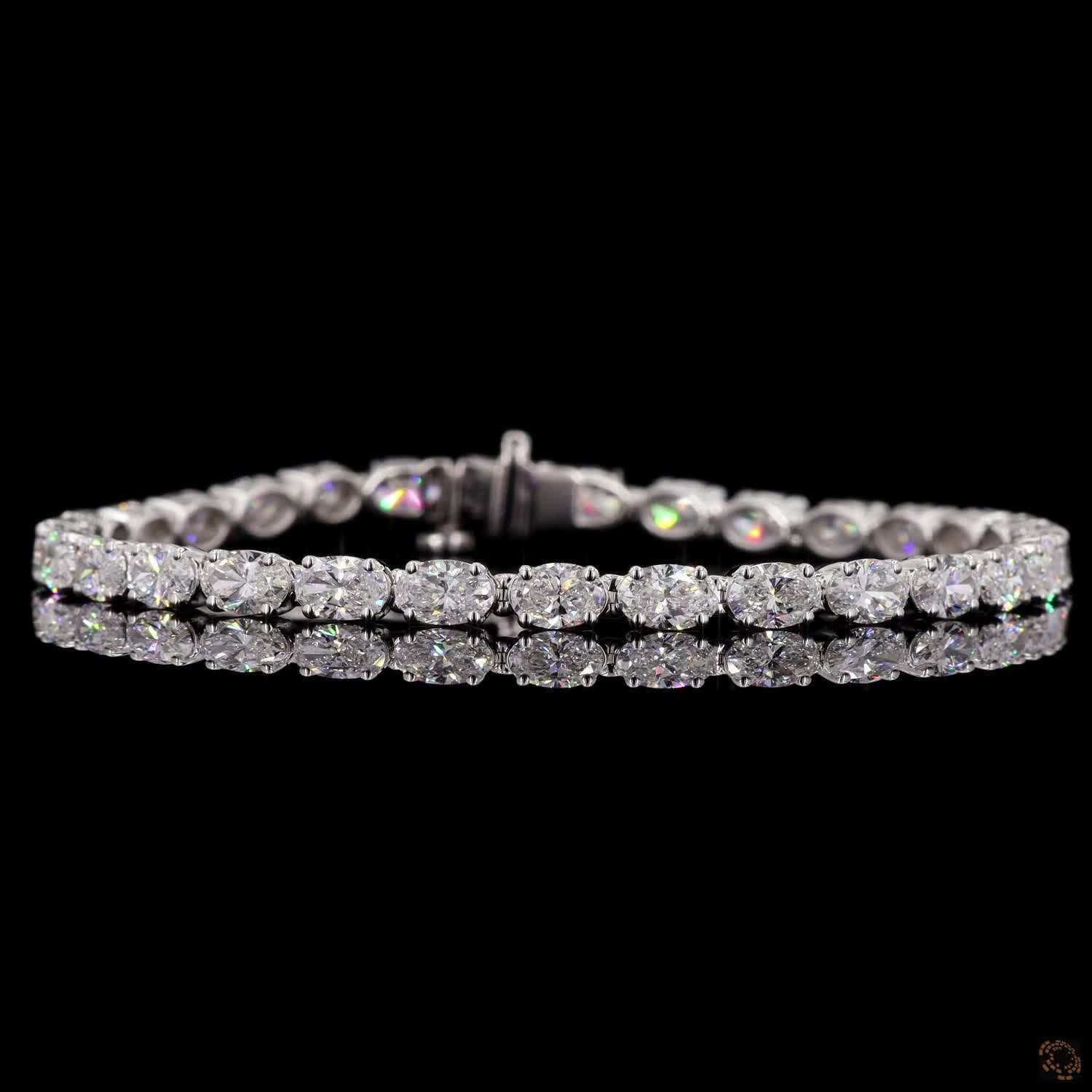 10.60 Carat Oval East West Lab Diamond Tennis Bracelet