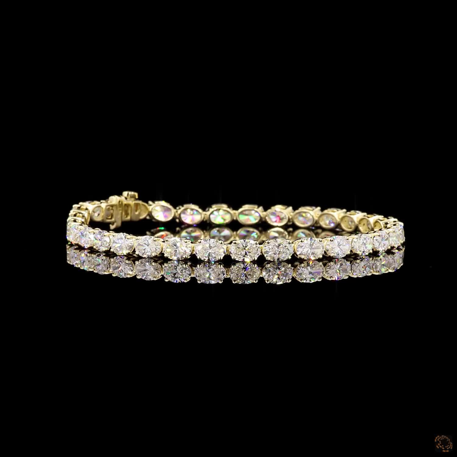 10.60 Carat Oval East West Lab Diamond Tennis Bracelet