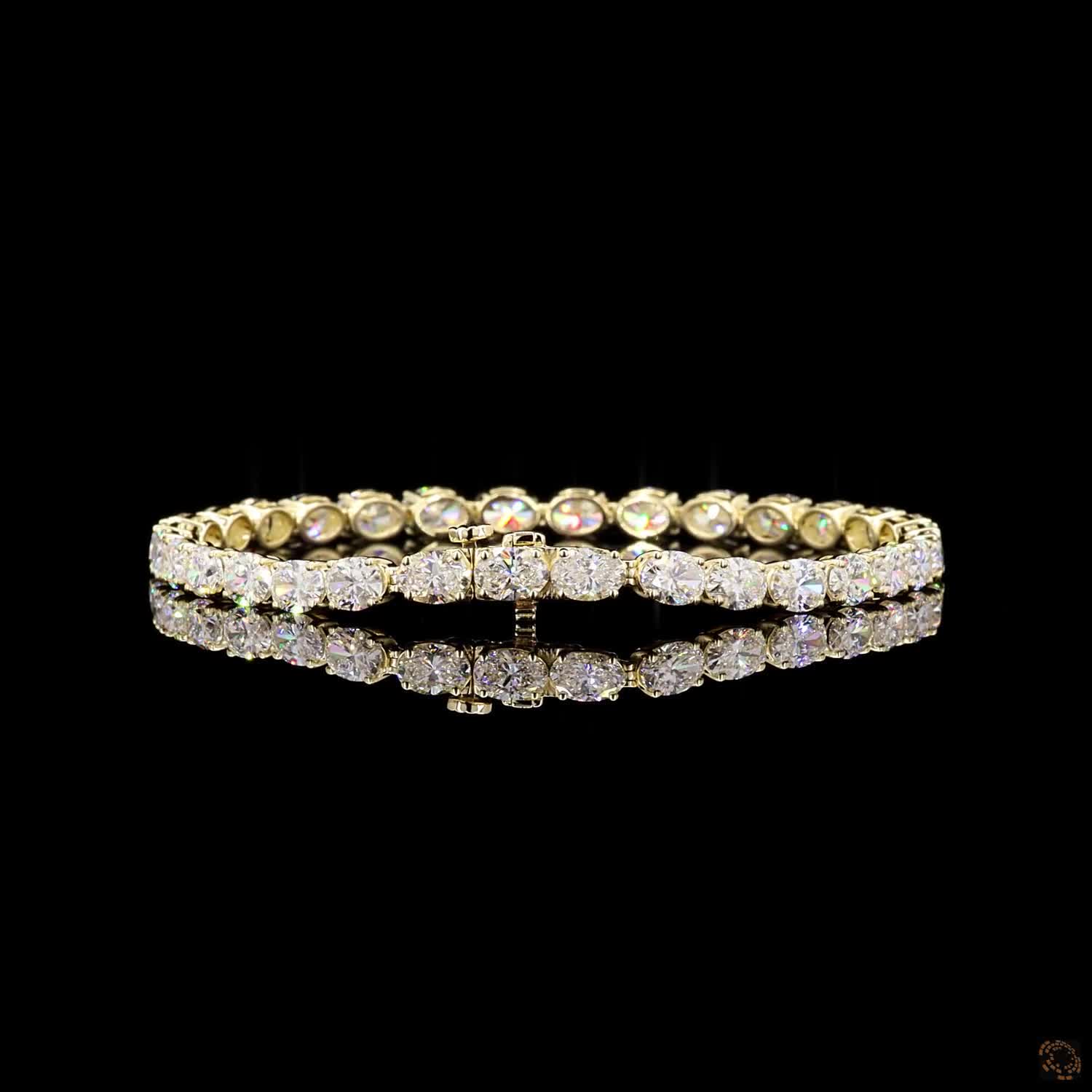 10.60 Carat Oval East West Lab Diamond Tennis Bracelet