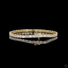 10 Carat Emerald Cut Diamond East West Tennis Bracelets in 14K Gold