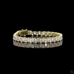 11.75 Carat Pear Lab Diamond Alternating Tennis Bracelet in 14K Gold