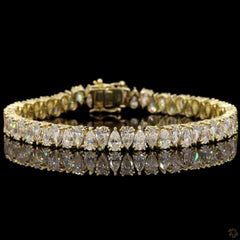 11.75 Carat Pear Lab Diamond Alternating Tennis Bracelet in 14K Gold