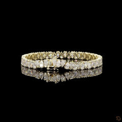 11.75 Carat Pear Lab Diamond Alternating Tennis Bracelet in 14K Gold