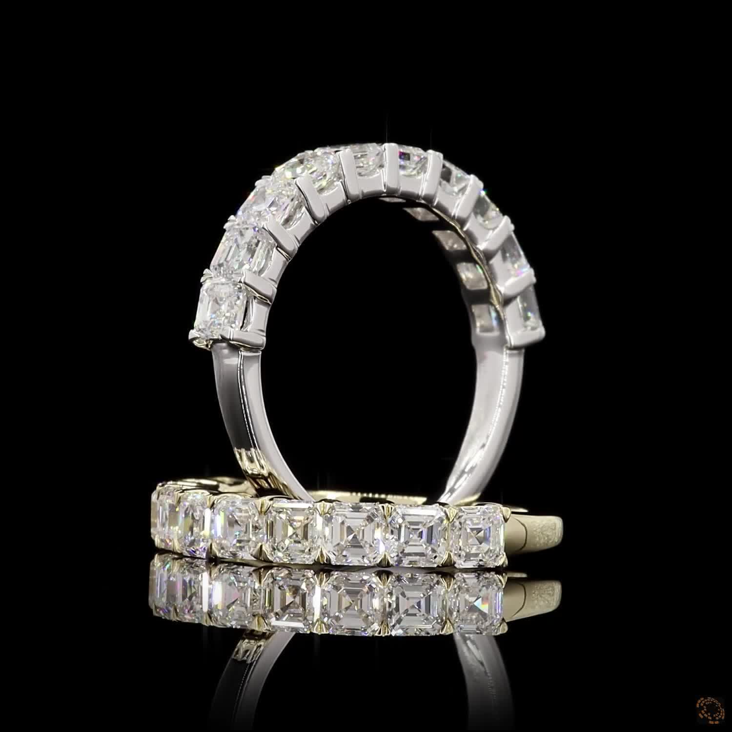 Asscher Lab Grown Diamond Half Eternity Ring For Her