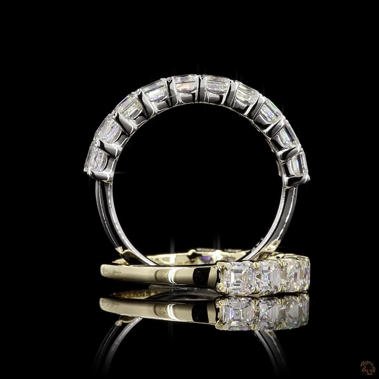 Asscher Lab Grown Diamond Half Eternity Ring For Her